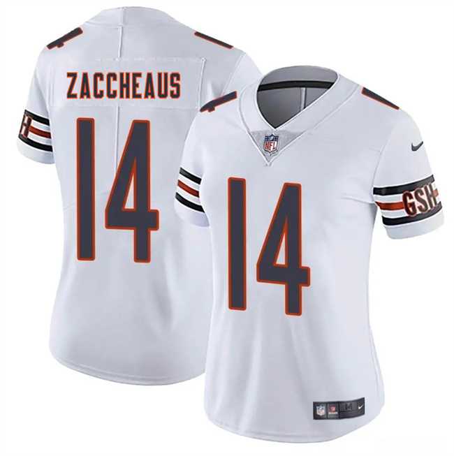 Women%27s Chicago Bears #14 Olamide Zaccheaus White 2025 Vapor Stitched Jersey Dzhi->buffalo bills->NFL Jersey